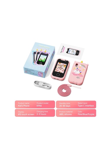 Novahub Çocuk Telefonu, 3-12 Yaş Arası Kız/erkek İçin Dokunmatik Oyuncak Telefon Pembe