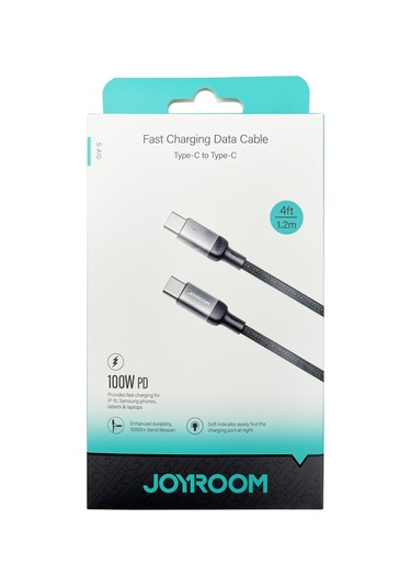 Joyroom S-cc100a10 Olağanüstü Serisi 100w Usb-c / Tip-c Usb-c / Tip-c Hızlı Şarj Veri Kablosu, Kablo Uzunluğu: 1.2m Siyah
