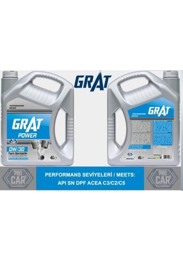 Grat Power 0W30 Tam Sentetik Partikullu Motor Yağı 4 L