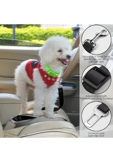 Kedi Köpek Araç İçi Ayarlanabilir Emniyet Kemeri - Sarı