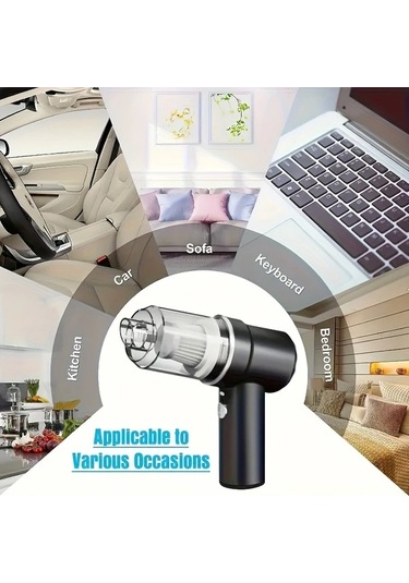 Gateesat Kablosuz El Tipi Araç Süpürgesi, Şarjlı Güçlü Emiş Ev Ofis Toz Toplayıcı Siyah