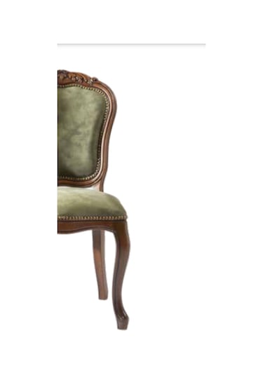 Bengimobilya Sandalye Zus006 Klasik Model Yeşil Baby Face Kumaş Parlak Ceviz O