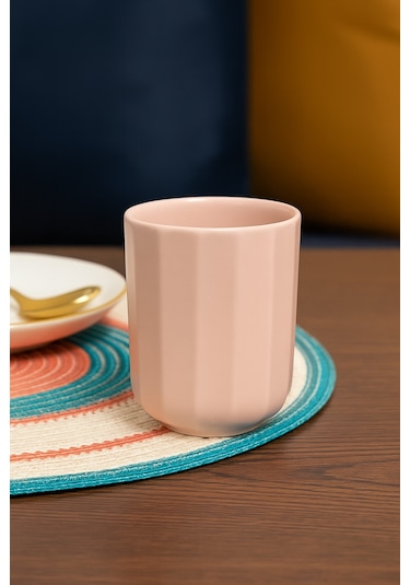 Bevel Pembe Seramik Kulpsuz Mug Pembe
