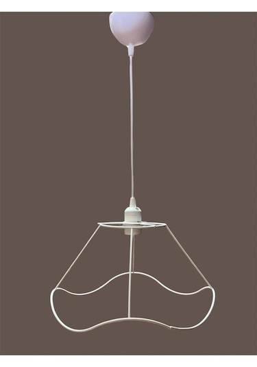 Dalgalı Avize Teli , İskeleti 35 20 Cm Beyaz Statik Boyalı Duy Takımı Dahil Beyaz