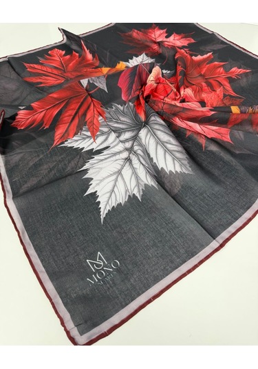 Mono Scarfs Soft Pamuk Eşarp-90 X 90 -06109 Siyah-Kırmızı