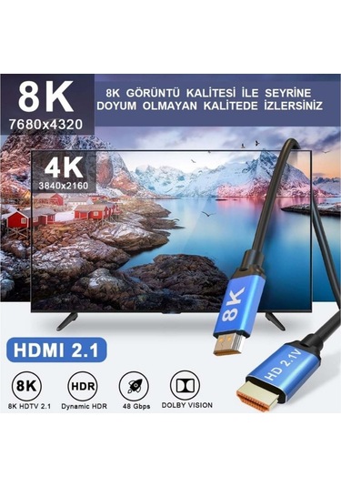 Platoon Pl-8958 5 M 8k Ultra Hd 2.1v 48gbps Altın Kaplama Hdmı Kablosu