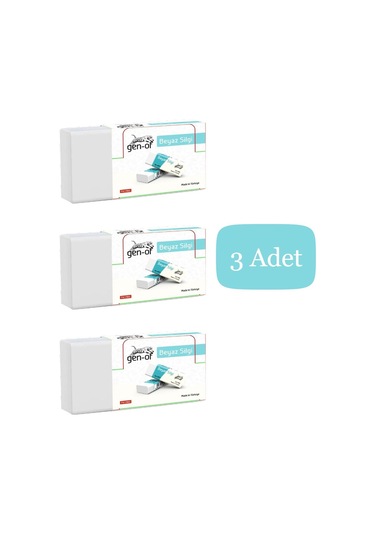 Gen-of No:30 Küçük Boy Pvc Free Beyaz Silgi Gen-6830 3 Adet