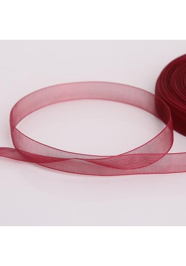 Bordo 50 Yards/rulo Dıy Organze Kurdele Hediye Paketleme 12mm Parti Düğün Dekorasyon Kumaşı