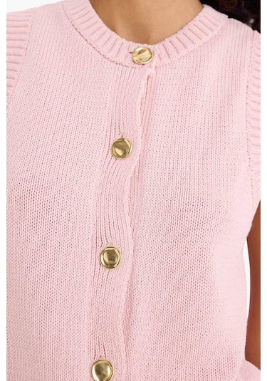Defacto Relax Fit Düğmeli Triko Süveter F7162ax25hspn189 Pembe