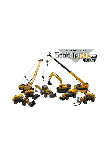 İnşaat Araçları Seti Kepçe Dozer Vinç Ayaklı Vinç Silindir Forklift Kar Küreyici