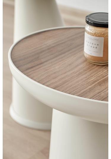 Altınaks Mobilya Elips Sehpa,tekli Sehpa,yan Sehpa,zigon Sehpa - Aytaşı Renk Gövde & Ud Açık Ceviz Desenli Tabla