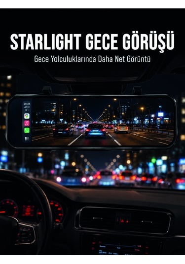 Araç İçi Multimedya Ekranı Çift Kameralı Ayna Carplay