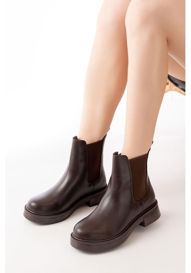 02-2137 Kahverengi Lastikli Günlük Kadın Bot Kahverengi