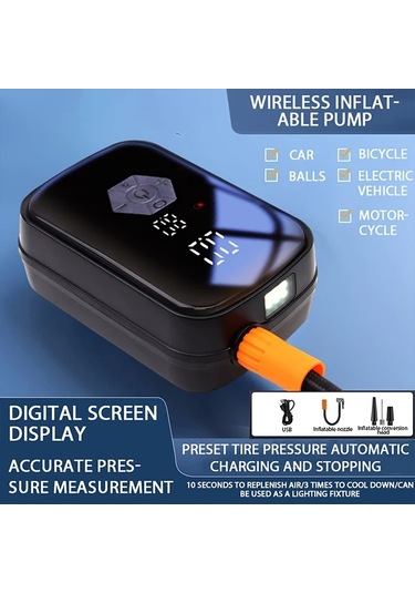 Xuweiwei Kablosuz Taşınabilir Lastik Şişirici Hava Kompresörü 150 Psı Araba Bisiklet Pompası Şişirilebilir Ekipmanlar