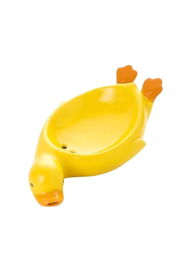 Neevoyu Küçük Ördek Desenli Seramik Sabun Tutucu, Su Çıkarma Delikli, Temiz Ve Dayanıklı, Banyo/ Mutfak Dekoru Sarı