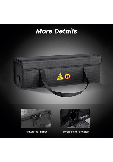 Padalink Elektrikli Araç Pil Şarj Güvenlik Çantası 1250 C Ateş & Suya Dayanıklı Yan Gizli 3cm Şarj Portu Ve İç Sabitleme Kayışı Küçük Boy