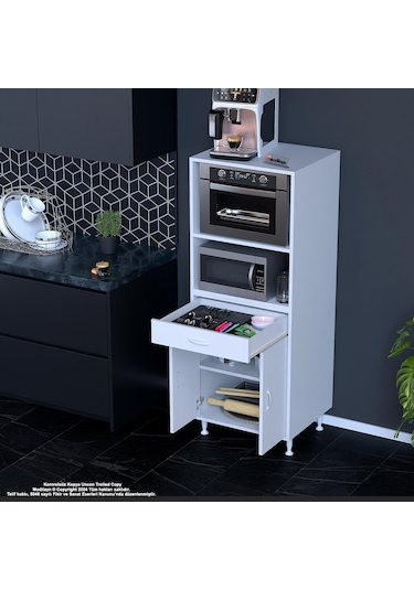 Modilayn Birce Lina 65 X 162,4 Cm Çekmeceli Kapaklı Ankastre Fırın Ve Mutfak Dolabı