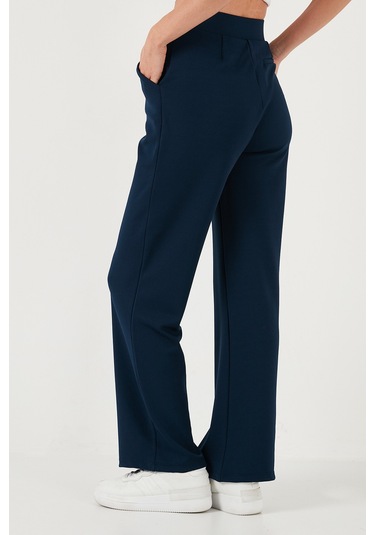 Lela Regular Fit Yüksek Bel Bol Paça Bayan Pantolon 5861279 Lacivert