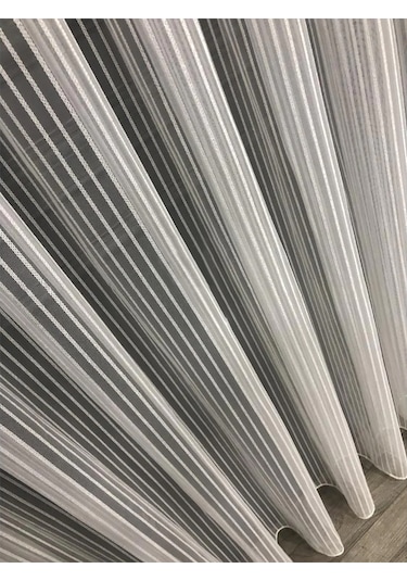 Evdepo Home Kullanıma Hazır Kalın Çizgili Tül Perde