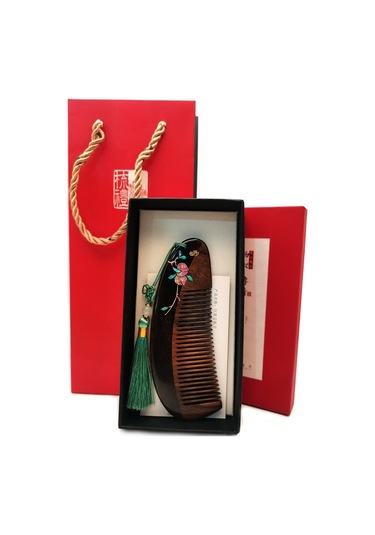 Sones Şeftali Ve Erik Bahar Esintisi Sandal Ağacı Tarak Lake Sanat Boyalı El Sanatları Tarak, Paket: Hediye Kutusu