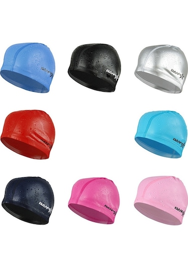 Sones Yetişkin Unisex Pu Kaplamalı Rahat Su Geçirmez Yüzme Bonesi Pembe