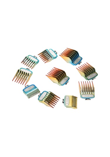 Shineyee Wahl Saç Kesme Makinesi İçin 10 Parça Renkli Metal Kaplama Limit Tarak Seti - 1.5mm-25mm