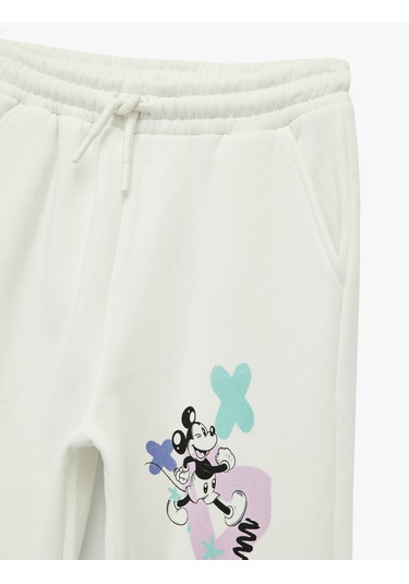 Koton Lisanslı Mickey Mouse Baskılı Jogger Eşofman Altı Ekru 6wkg40192ak Ekru