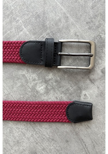Erkek Hasır Örgü Kemer Bordo