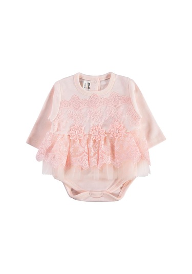 Civil Baby Fırfır Tüllü 3-12 Ay Çıtçıtlı Badi - Pudra SOMON