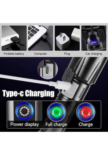 Mso Profesyonel 20watt Uv 365nm Değerli Taş Type-c Led Fener Siyah