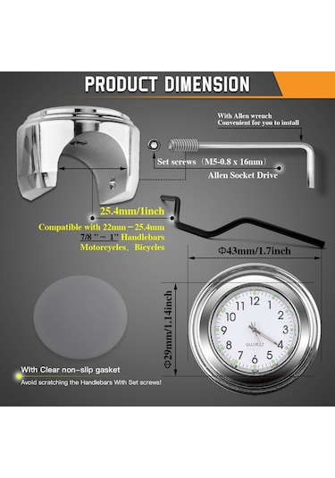 Evrensel Motosiklet Gidon Metre Bisiklet Saat Motosikletler K20473-2