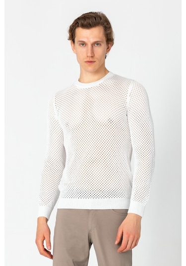 Erkek Fit File Örgülü Bisiklet Yaka Rahat Triko 001