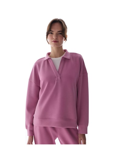 Penti Gül Pembesi Polo Yaka Modal Sweatshirt