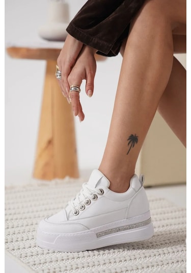 Trendella Beyaz Kadın Gizli Topuklu Sneaker Tr04ms01b