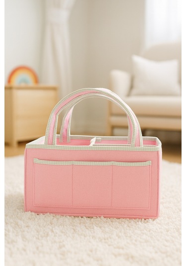 Yunusoğlu Home Anne Bebek Keçe Bakım Çantası Yenidoğan İçin Organizer Düzenleyici Çok Amaçlı Çok Renkli