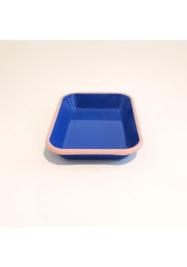 Emaye Meze Tabağı Kobalt Pembe 22 X 16 Cm Kobalt
