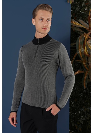 Tr 859 Slim Fit Siyah Klasik Triko Siyah