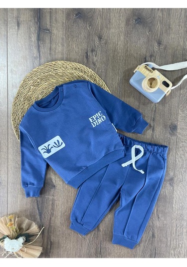 Dino Baskılı Relaxed Eşofman Takımı Lacivert