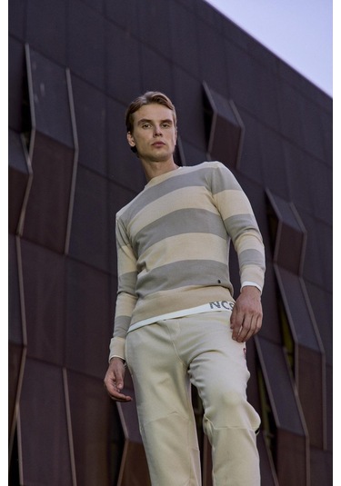 Erkek Bisiklet Yaka Triko %100 Pamuk Bej 3774 Bej