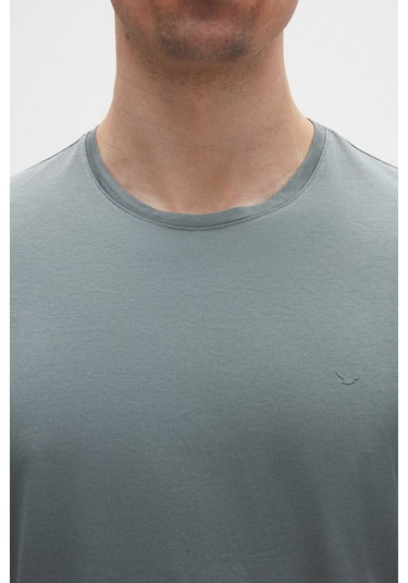 Ds Damat Regular Fit Koyu Yosun Düz Nakışlı %100 Pamuk T-shirt 4hc140632006m Koyu Yosun