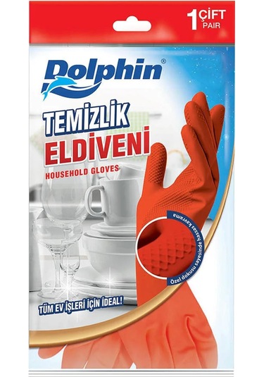 Lateks Temizlik Ve Bulaşık Eldiveni Kırmızı Orta (M) - 1 Çift