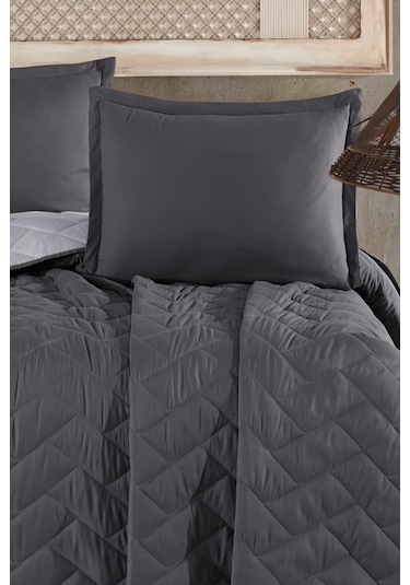 Microfiber Çift Kişilik Yatak Örtüsü Seti Aragon Antrasit