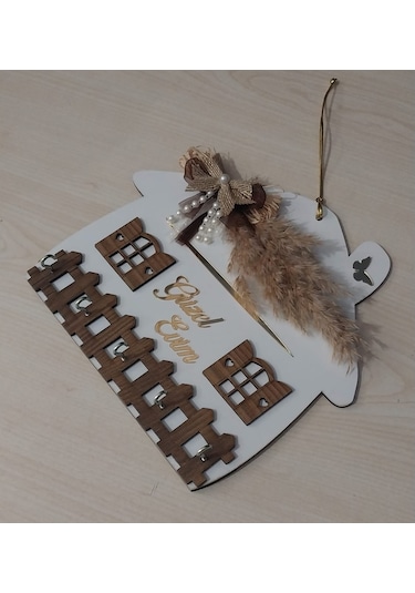 Güzel Evim Beyaz Ahşap Anahtar Askılığı Duvar Askılı Anahtarlık Beyaz