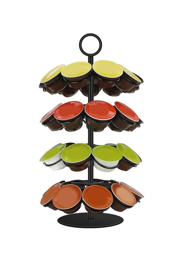 Tenfowee 360 Derece Dönebilir 36 Kapsül Kapasiteli Demir Kahve Kapsülü Organizatörü Siyah