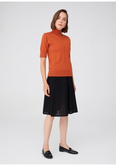 Peraluna Çizgili Yüksek Bel Bol Kesim Triko Etek Siyah Siyah