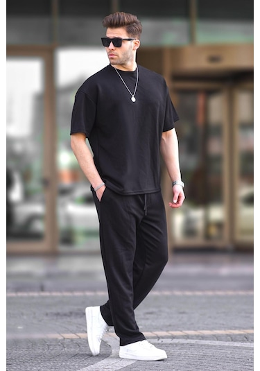 Madmext Siyah Oversize Kısa Kollu Eşofman Takımı 5954-siyah Siyah