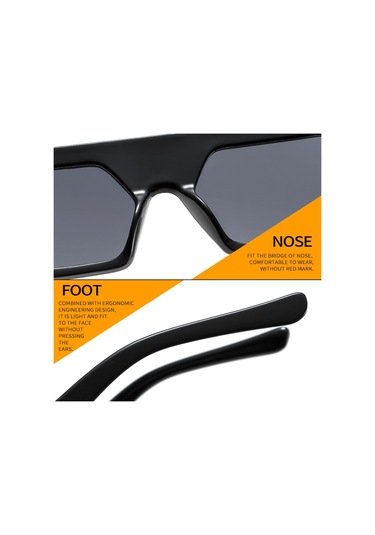 Erkek Büyük ÇerçeveKare Güneş Gözlüğü El Sanatları Desenli Çıkartmalar Dekoratif Gözlükler Siyah Gri