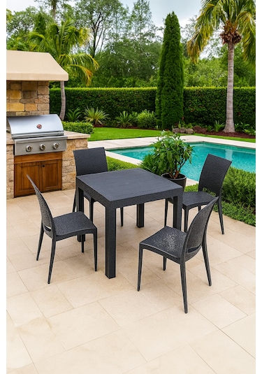 Rattan 80x80 4 Kişilik Bahçe&balkon Masa Takımı