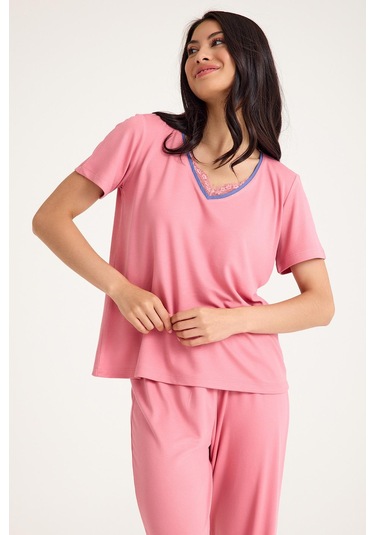 Dream Pembe 4 Lü Viskon Pijama Takım Seti Pembe