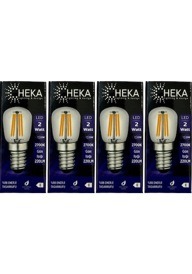 Heka 2w 22w 2700k Sarı Işık E14 Duylu Led Rustik Ampul 4 Adet